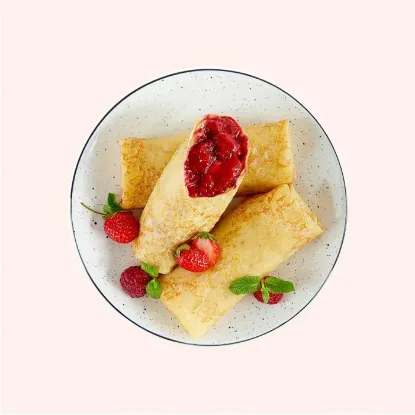 Picture of Blini with strawberries and raspberries